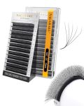 Nagaraku 5D W Shape Eyelash Extension Supplies Natural Soft Volume 0.07MM Cc Curl 12MM Premade Fans Faux Mink Matte Black Cluste