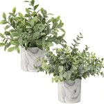Hollyone Faux Plants Indoor Artificial MINI Potted Plants Plastic Green Plant Small Fake Plants Eucalyptus Decor In Pots For Hom