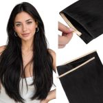 Doores Genius Tape In Weft Hair Extensions Human Hair Natural Black 14 Inch 80G Genius Seamless Weft Invisible Wide Pu