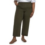 Donnay Plus Size Wide Leg Pull On Pants With Slits - Fatigue