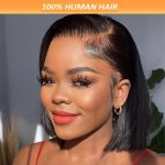 Women's Basic Straight Bob 13X4 Lace Front Wig Brazilian Virgin Hair 150% Density HD Transparent Lace Suitable For African Herit