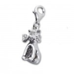 B147 - C5527 - 925 Sterling Silver Dog With Bone Charm Dangle