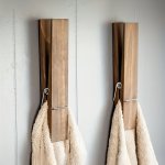 Extra-large Polished Wood Towel Rack With Hooks - Perfect For Modern Farmhouse Bathroom & Laundry Room Decor