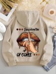 Graphic Print Hoodie Drawstring Casual Hooded Sweatshirt For Winter & Fall Women's Clothing