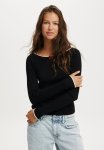 Cotton On Everfine Boat Neck Knit Long Sleeve - Black