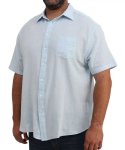 Mens Short Sleeve Mock Linen Shirt - 8XL Blue