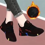 Women's Rose Pattern Sneakers Plush Lined Low Top Warm Outdoor Trainers Comfy Walking Sports Shoes