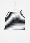PoP Candy Striped Cropped Cami - Black & White