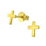 Ruth-gold Gold Plated 925 Sterling Silver Cross Ear Stud Earrings Size: 5X6MM