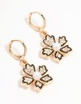 Goldair Gold Clicker Pearl Flower Drop Earrings