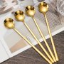 4PCS 304 Stainless Steel Long Spoons Golden Coffee Stirring Scoops Teaspoons With Long Handle Eid Al-adha Mubarak