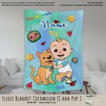 Personalised Fleece Blanket Coco Melon Jj And Pup 2