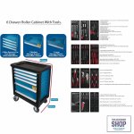 Tool Kit In 6-DRAWER 4-WHEEL Trolley 174-PIECE