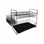 - Kitchen 2-TIER Black Dish Rack With Tray And Basket - 39.5 X 25 X 25CM