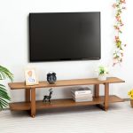 Hollyhome Bamboo Tv Stand With Storage For Tvs Up To 65" Modern Entertainment Center With 2 Open Shelf Accent Media Console Tab
