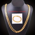 Necklace+bracelet 6MM Width 18K Golden Plated Necklace Men's Hip Hop Necklace Jewelry Chain Necklace