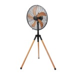Alva Tripod Fan Wood Finish Black - Black