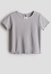 Ribbed Jersey Top - Light Grey