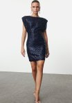 Navy Glitter Sequin Short Dress