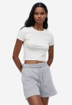 Ribbed Cropped Top - Light Grey Marl