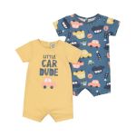 2 Pack Car Printed Cotton Romper