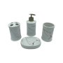 4 Piece Marble Bathroom Soap Dispenser And Toothbrush Holder Accessories Set - White Gold