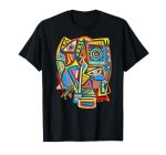 African Abstract Outsider Art Tribal Mask Graphic T-Shirt