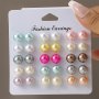 15 Pairs Simple Imitation Pearl Stud Earrings Vacation Party Ear Ornaments Simple Leisure Style For Women Daily Wear