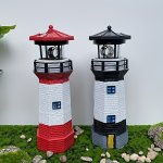1PC Solar Lighthouse Garden Lights LED Solar Lighthouse Statue With Rotating Light Garden Ornaments Scene Decor Festivals Decor