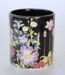 Black & Purple Floral Design Vase 14X13CM