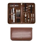 3 Swords Manicure Set: 16 Premium Nail Tools In Brown Leather Look Case 9205 P N