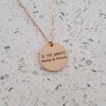 Nia Personalized Roman Numeral Date Necklace Stainless Steel Silver Gold Or Rose Gold Ready In 3 Days