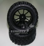 – 1:10 Monster Truck Tires – Mounted – Black 1 Pair