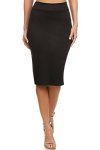 Women's Below The Knee Pencil Skirt For Office Wear - Made In Usa Black XL