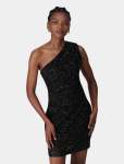 Rosalia Sequin Drape MINI Dress - 18 Black
