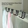 1/2/4 Pack Space Aluminum Metal Door Hook Shower Glass Door Hook Free Hole Towel Holder Hanger Rack Bathroom Organizer Home Accessories Black Or Silvery