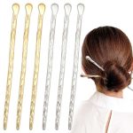6 Pack Chinese Hair Stick For Women Metal Hair Bun Chopstick Long Hairstick Fashionable Styling Hair Pins Accessories For Women
