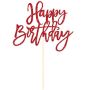 Happy Birthday Cake Topper - Sparkle Party Cake Decor - Glitter Pink