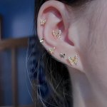 6PCS SET Ybutterfly Rhinestone Stud Earrings Set For Women Party Dating Decoration