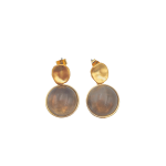 Goldair Gold Winter Fog Marble Glass Bead Earrings - Gold Smokey Grey