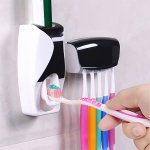 Wall Mounted Toothpaste Dispenser And Toothbrush Holder Set 1PC Non-electric Automatic Squeezer With 5 Toothbrush Slots Hygienic