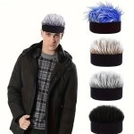 4 Styles Available Trendy Fine Cool Headband Wig Adjustable Beanie Wig Hat Slicked Back Fluffy Wig For Men Casual Party School D
