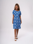 Blue Printed Drop Waist Dress - XL Assorted
