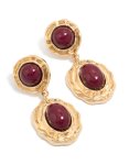 Goldair Gold Double Burgundy Resin Drop Earrings