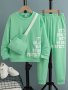 2PCS Boys It's Okay Not To Be Perfect Letter Print Creative Long Sleeve Sweatshirt & Pants & Crossbody Bag Set Boys Clothes Outdoor