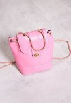 Pink Pu Chain Strap Backpack - Pink