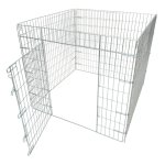 4-PANEL Flat Folding Playpen With Doggy Gate Steel 80 X 80 X 60CM - 120 X 120 X 110CM