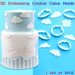 5PCS Cloud Fondant Cutter Plastic Fluffy Cloud Cookie Cutter Cake Cookie Mold Sugar Craft Mold Cake Decorating Tools For Restaur