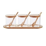 Kitchen Gift Glass 3 Container Set With Spoons