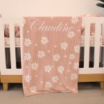 Fleece Boho Checkered Daisy Terracotta Pink